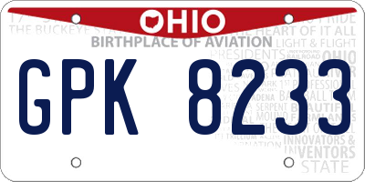 OH license plate GPK8233