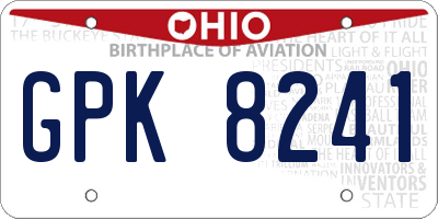OH license plate GPK8241