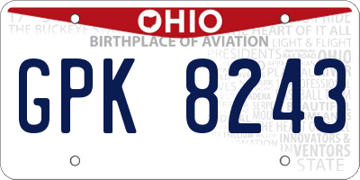 OH license plate GPK8243