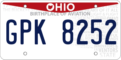 OH license plate GPK8252