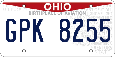 OH license plate GPK8255