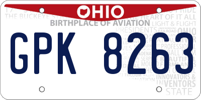 OH license plate GPK8263