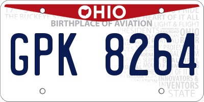 OH license plate GPK8264