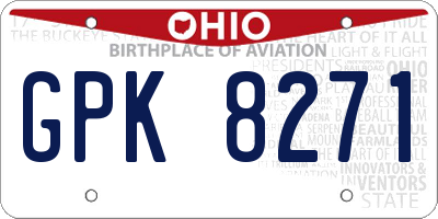 OH license plate GPK8271