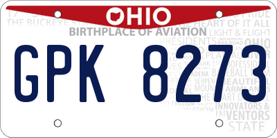 OH license plate GPK8273