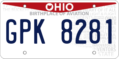 OH license plate GPK8281