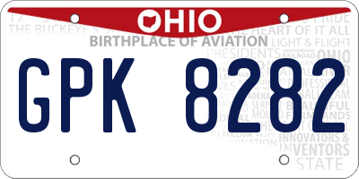 OH license plate GPK8282