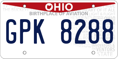 OH license plate GPK8288