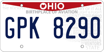 OH license plate GPK8290