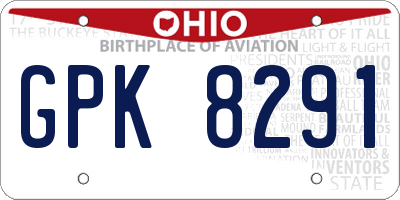 OH license plate GPK8291