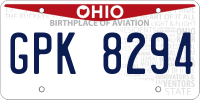 OH license plate GPK8294