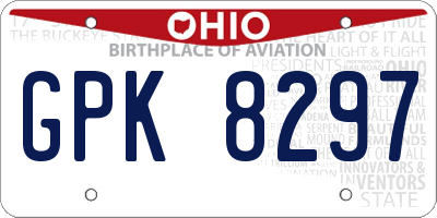 OH license plate GPK8297