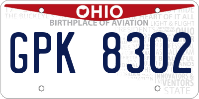 OH license plate GPK8302