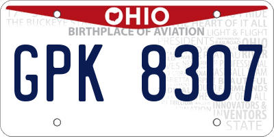 OH license plate GPK8307
