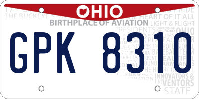 OH license plate GPK8310