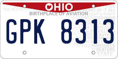 OH license plate GPK8313