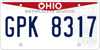 OH license plate GPK8317
