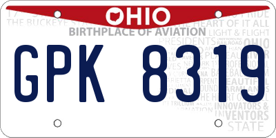 OH license plate GPK8319