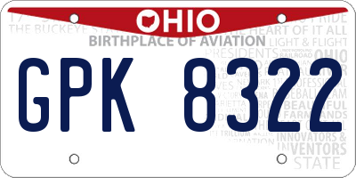 OH license plate GPK8322