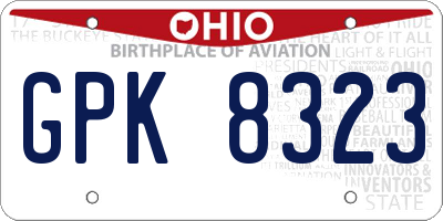 OH license plate GPK8323