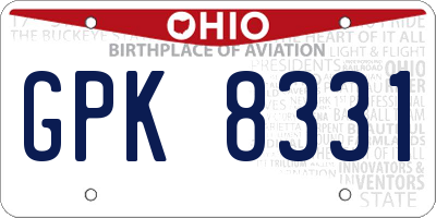 OH license plate GPK8331