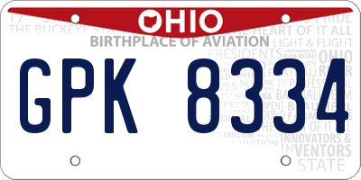 OH license plate GPK8334