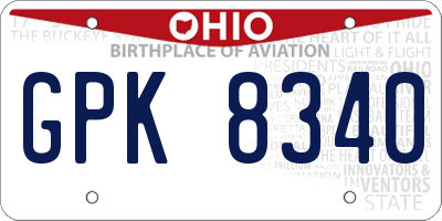 OH license plate GPK8340