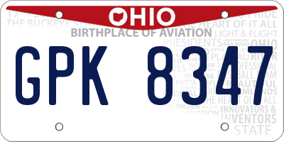OH license plate GPK8347