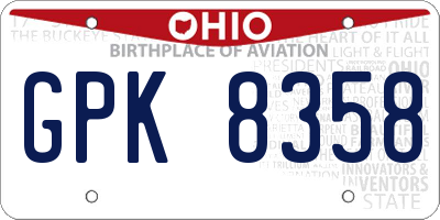 OH license plate GPK8358