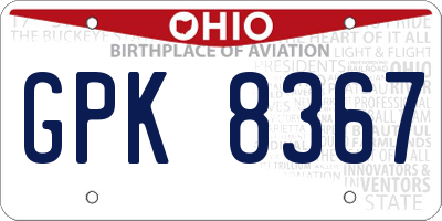 OH license plate GPK8367