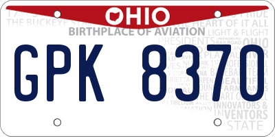 OH license plate GPK8370