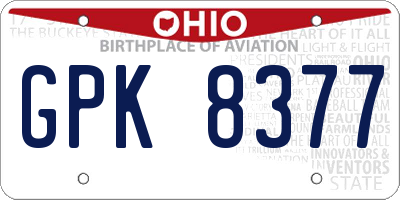 OH license plate GPK8377