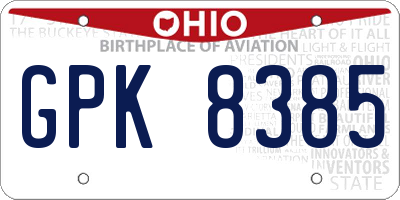 OH license plate GPK8385