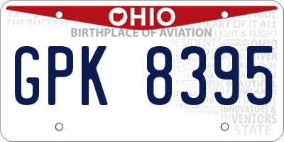 OH license plate GPK8395