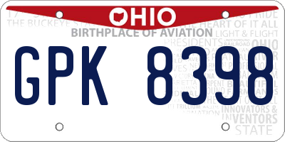OH license plate GPK8398