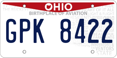 OH license plate GPK8422
