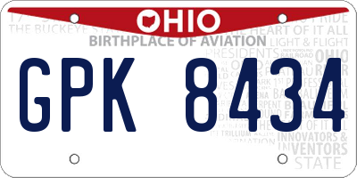 OH license plate GPK8434