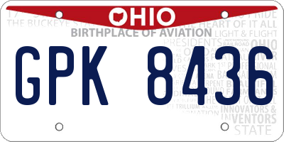 OH license plate GPK8436