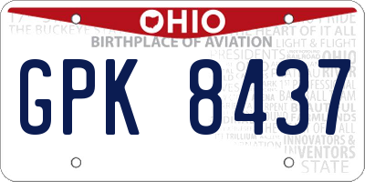 OH license plate GPK8437