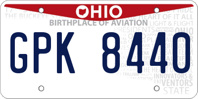 OH license plate GPK8440