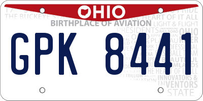 OH license plate GPK8441