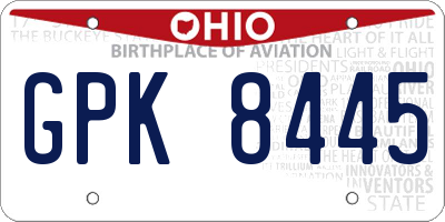 OH license plate GPK8445