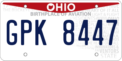 OH license plate GPK8447