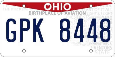 OH license plate GPK8448