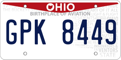 OH license plate GPK8449