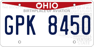 OH license plate GPK8450