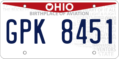 OH license plate GPK8451