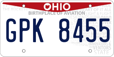 OH license plate GPK8455