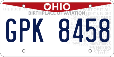 OH license plate GPK8458