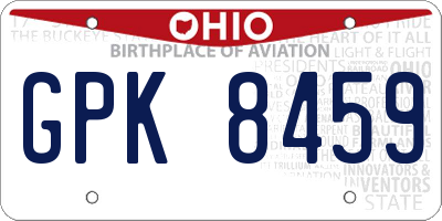 OH license plate GPK8459